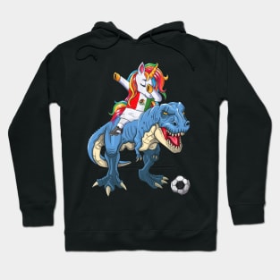 Dabbing Unicorn Dino T-Rex Flag Soccer Lovers Hoodie